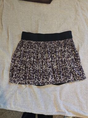 Vanilla Star Black and Tan Leopard Print Pleated Skirt